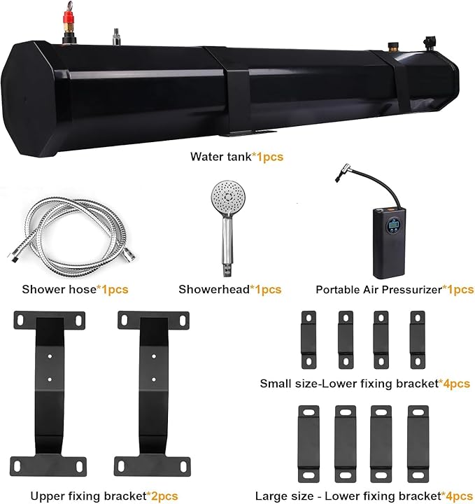 Pressurized Water Tank,Roof Rack Shower Solar Car Shower, 7.9 Gal/30L Roof Rack Water Tank Off-Road Vehicles,Pick-Up Trucks,SUV,Mounts to Roof Racks