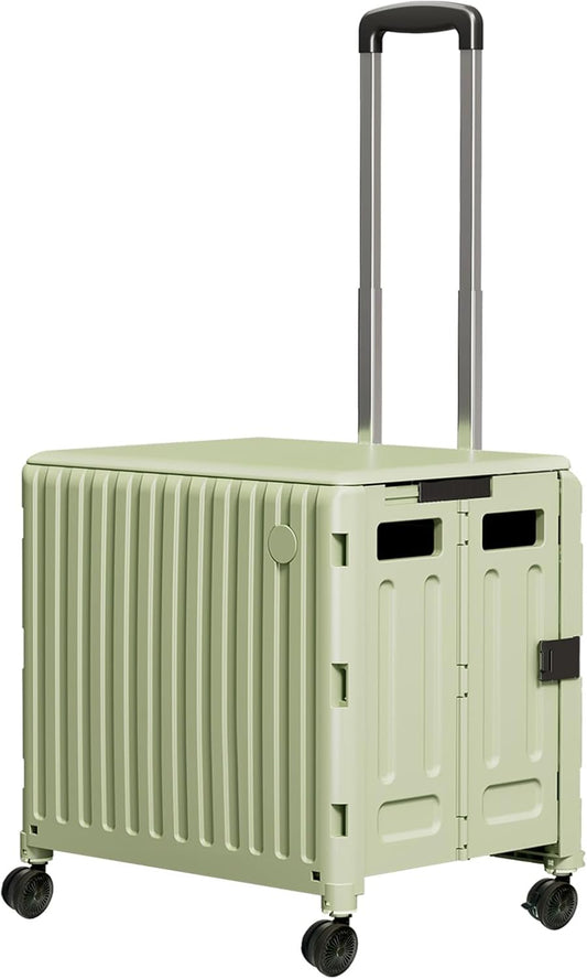 Heavy Duty Rolling Cart for Stairs：Collapsible Utility Crate with Wheels & Handle Foldable Tote Box for Toolbox Trade Show Supplies Teachers TODAYGO Mobile Storage Cart with Lid