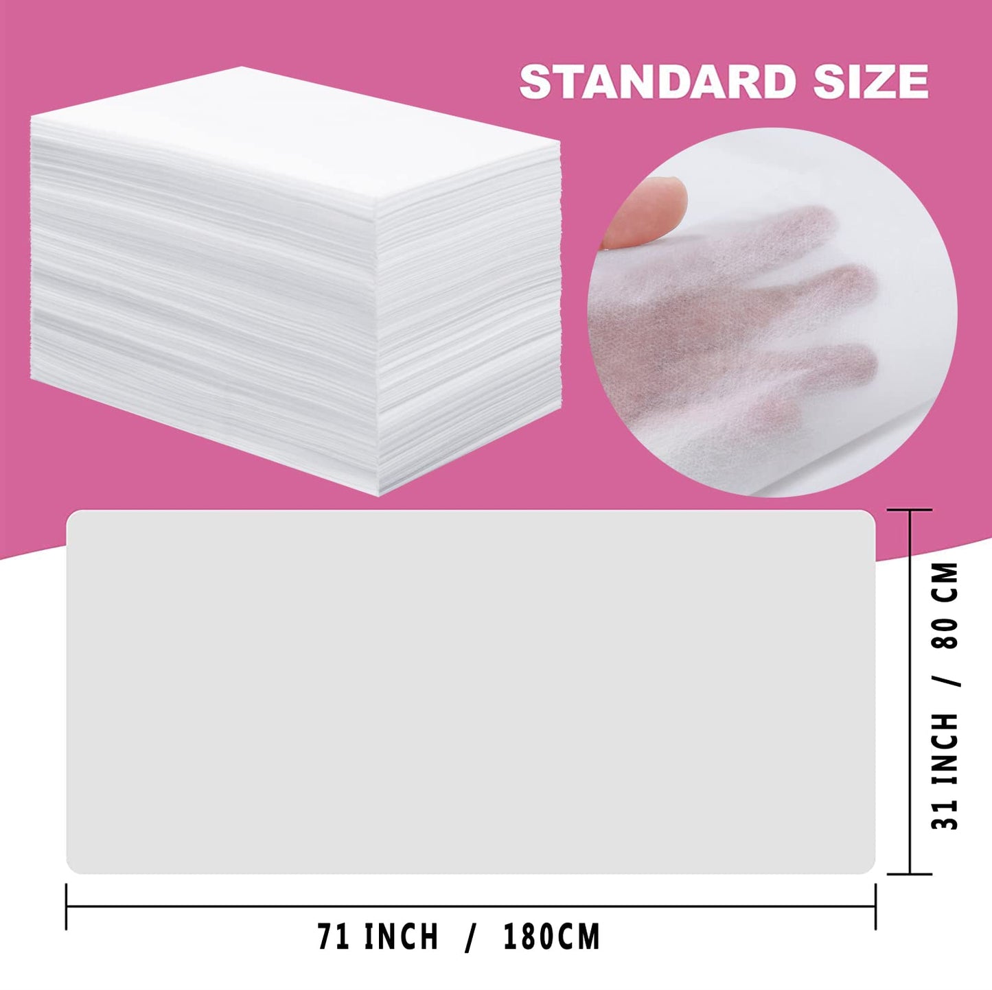 100 Pcs Disposable Bed Sheets 31" x 71" Massage Table Sheets Non Woven Fabric SPA Bed Cover Breathable for Massage Beauty Tattoos (100 Pcs White)