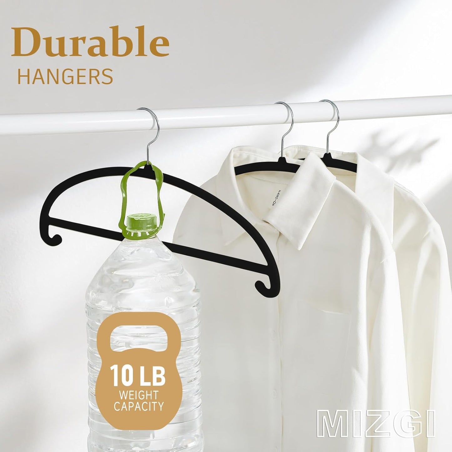 MIZGI 50 Pack Black Velvet Hangers - No Shoulder Bumps, Heavy Duty Non-Slip Chrome Hooks for Jackets, Coats, Pants