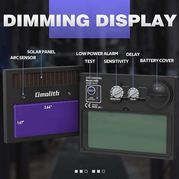 1/1/1/1 True Color Auto Darkening Welding Helmet with light, Solar Powered Wide Shade 4/9-13 for TIG MIG Stick Weld Hood Mask