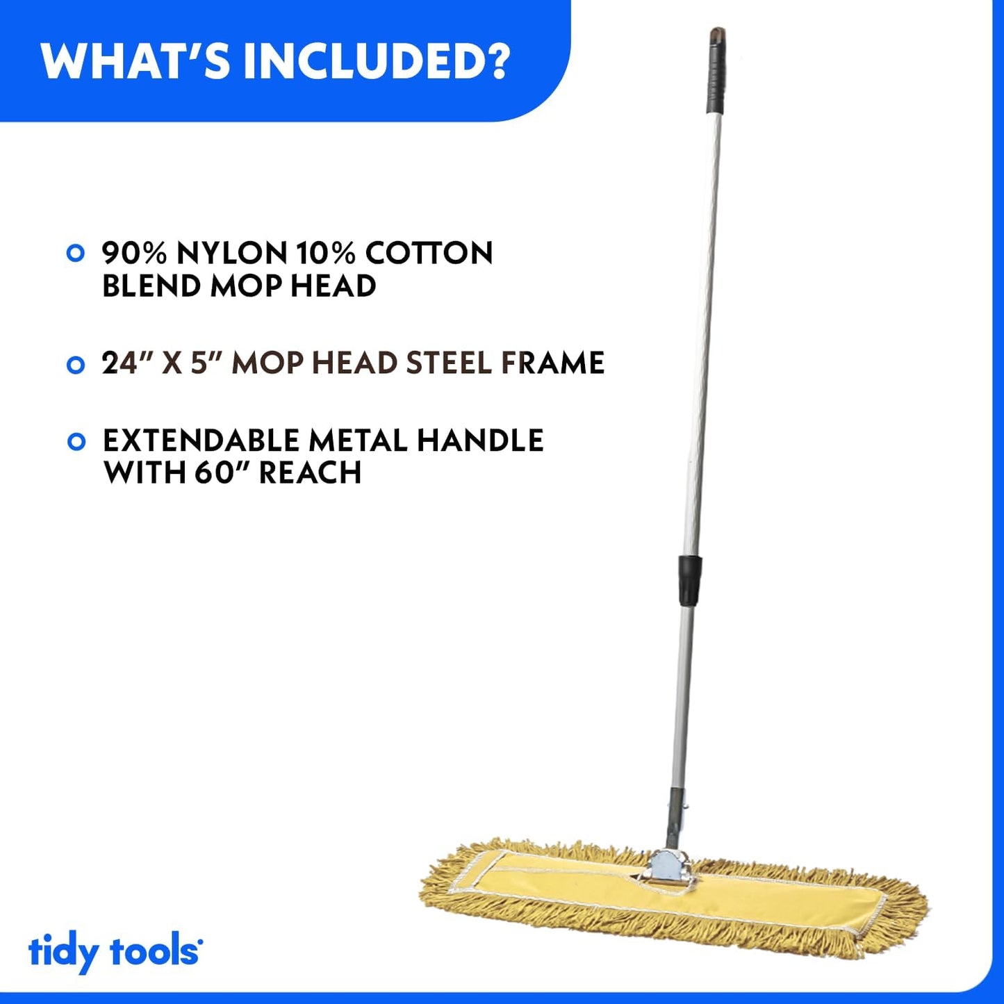 24 Inch Yellow Commercial Dust Mop & Floor Sweeper with Extendable Handle – Mop for Hardwood, Tile, and Concrete Floor Cleaning