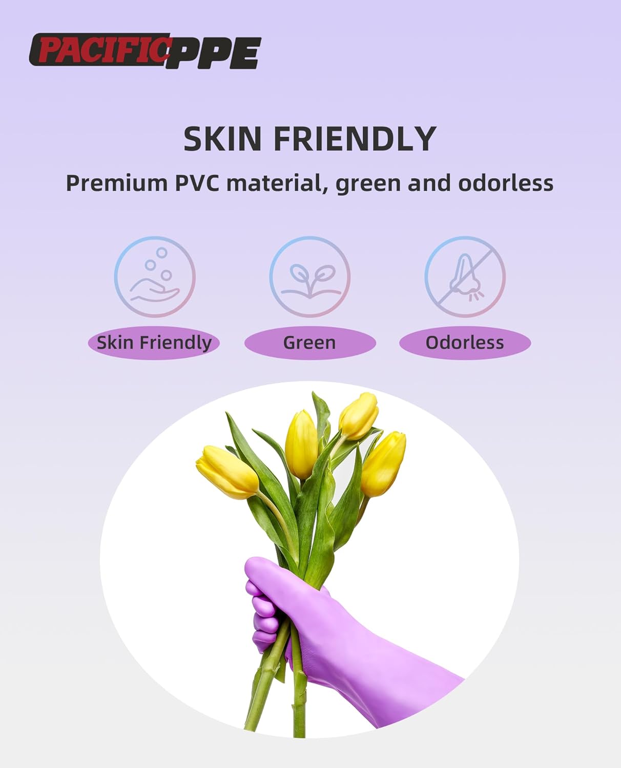 PACIFIC Cleaning Gloves with Latex free, Dishwashing Kitchen Gloves with Cotton Flocked Liner, Reusable, Non-Slip, Water Resistant Household Gloves, Purple, Medium