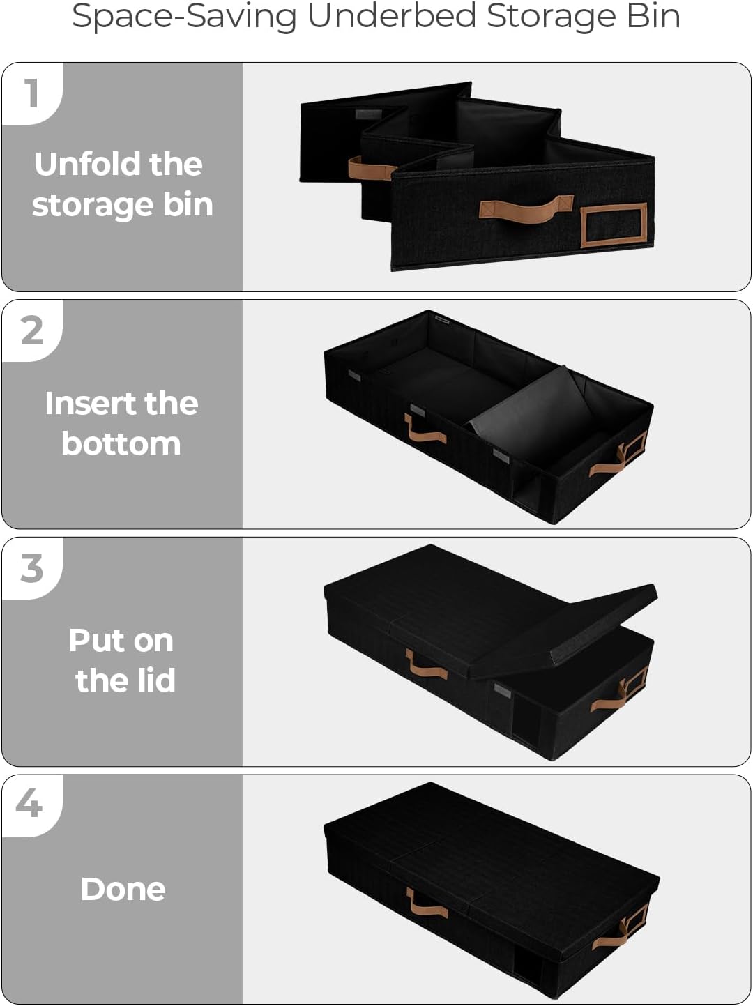 StorageWorks 2-Pack Large Under Bed Storage Bins with Lids, Underbed Storage Containers with Handles and Label Holder, Closet Organizer for Clothes, Blankets, Sweater