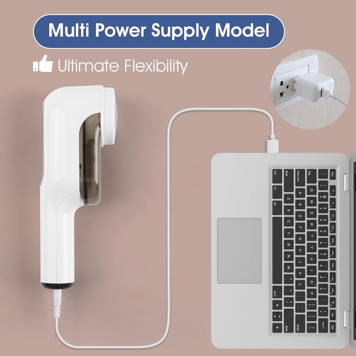 Rechargeable Electric Fabric Shaver Lint Remover with LED Display, Sweater Shaver 2- Speed to Remove Fuzz and Pill for Clothes, Furniture, Couch and Blanket(White)