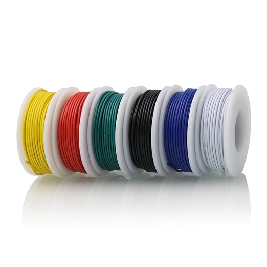 Hook up Stranded Wire Kit 20 Gauge 6 Colors 19.6 feet Each Electrical Wire 20 AWG PVC Wire