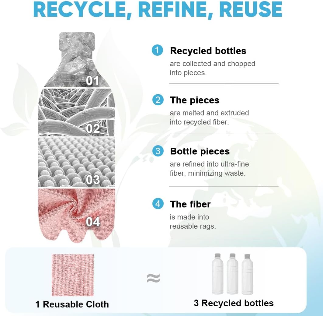 AIDEA Microfiber Cleaning Cloth 165 Sheets 3 Roll, Pink, Microfiber Towels for Cars, Shop Towels, Shop Rags Washable,Cleaning Rags Reusable Paper Towels for Automotive, Workshops, House,11×9"