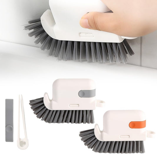 3 in 1 Groove Cleaning Brush, 2025 New Multifunction Window Track Cleaner Brush, Hanging Hard Bristle Cleaner Brushes for Kitchen (Grey and Orange)