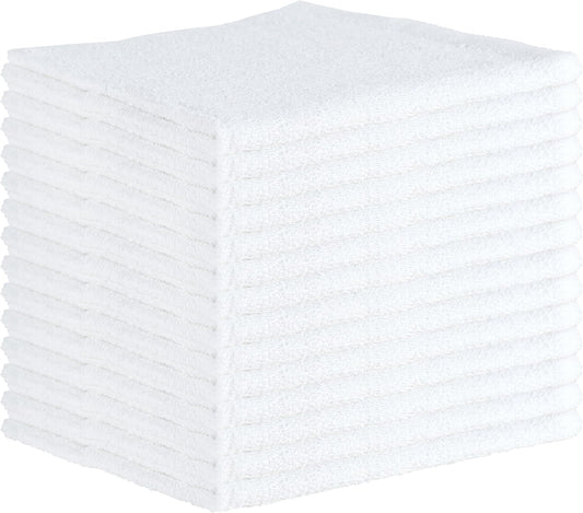 Arkwright Qwick Wick Bar Mop Towels - (Pack of 12) 100% Cotton Quick Dry Dishcloths, Super Absorbent Multipurpose Cleaning Rags for Restaurants, Kitchen, Bathroom, Hotel, 16 x 19 in, Solid White