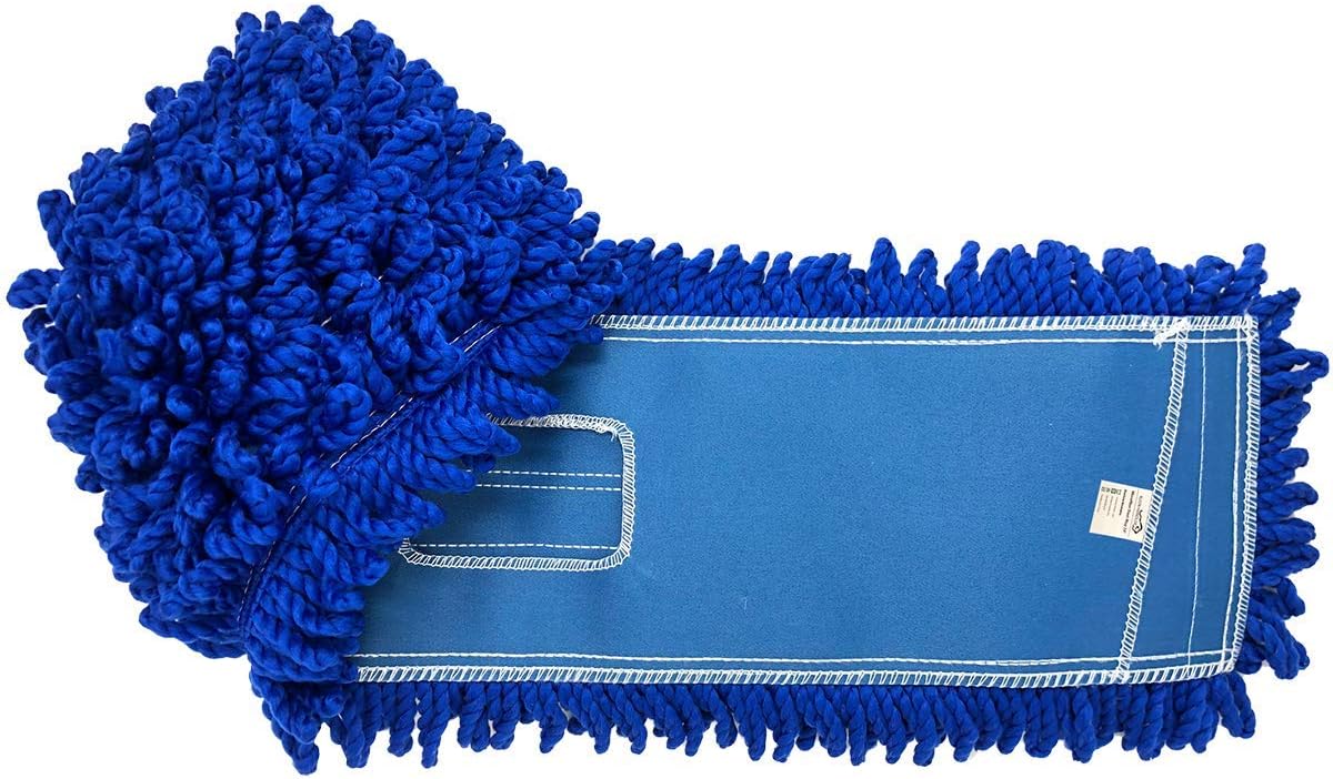KLEEN HANDLER 24 Inch Microfiber Dust Mop Bulk Pack of 12, Medium Washable Commercial Dust Mop, Sweeper, Janitorial Dust Mop Head Replacement, Push Mop Broom, Blue