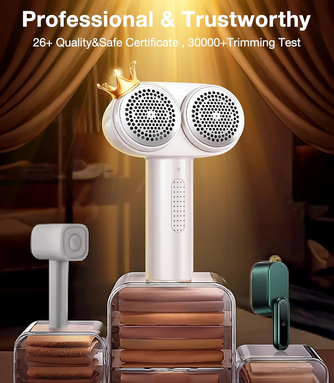 DesertWest Fabric Shaver, 2000mah Rechargable Lint Remover, Lint Shavers to Remove Pilling, Sweater Shaver, Large Electric Shaver for Clothes Couch Furniture