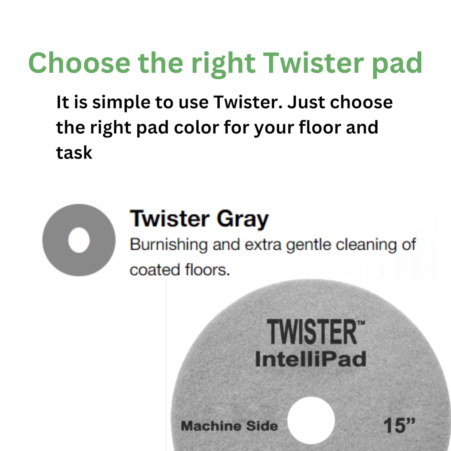 Diversey DD800350 TASKI Twister Intellipad Diamond Coated Floor Machine Cleaning Pad, Made in USA, Burnish to High Super Gloss Finish, Grey/Brown, 15-inch (Pack of 2)