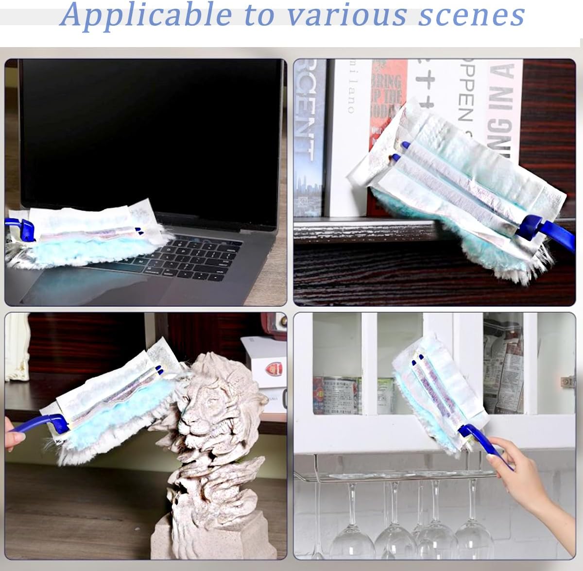 30 Pack Duster Refills Compatible with Swiffer Duster, Heavy Duty Multi Surface Duster Replacement with 1 Extra Handle for Cleaning Furniture, Blinds, Ceiling Fans and Car