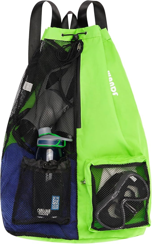 WANDF Swim Bag Mesh Drawstring Backpack with Wet Pocket for Swimming, Gym, and Workout Gear