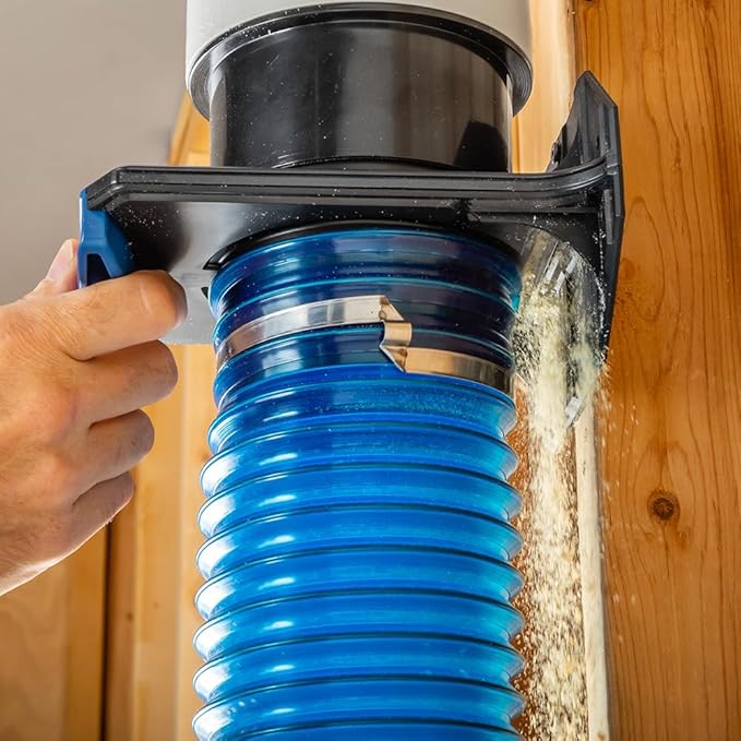 4'' To 4'' Ready-Mount Self Cleaning Blast Gate - Durable Polymer Dust Blast Gate w/Integral Bracket - Max Airflow, Easy Wall Mount Blast Gate - Ideal for Woodworking Dust Collection System