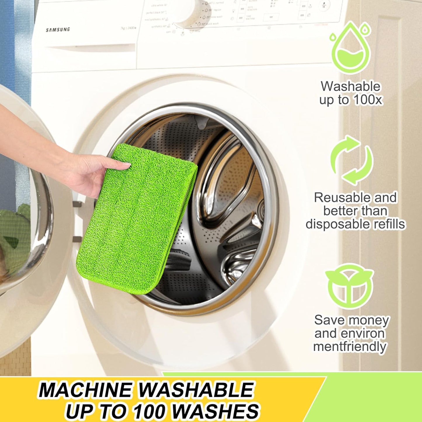 16.5 inch Reusable Mop Pads Microfiber Spray Mop Replacement Heads for Wet/Dry Mops Compatible with Bona Floor Care System (5 Pack)