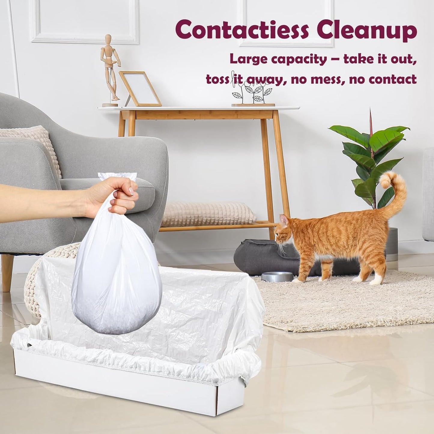 Trash Bags for Popur X5 Litter Box – Thickened, Leakproof Design, 7-Day Odor Control Perfect Fit for Popur X5 Self-Cleaning Cat Litter Boxes -40PCS