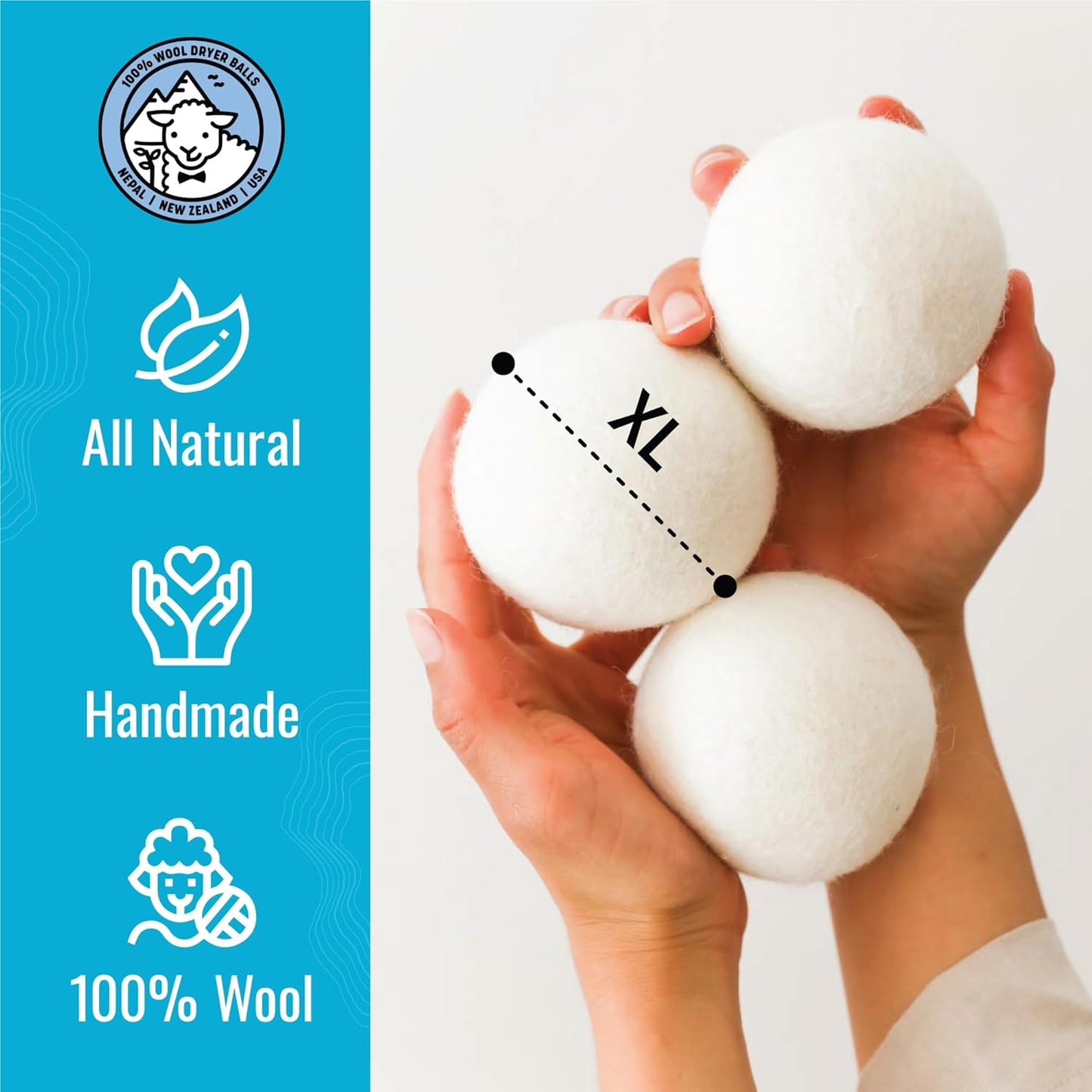 Smart Sheep Wool Dryer Balls - 6-Pack - XL Premium Natural Fabric Softener Award-Winning - Wool Balls Replaces Dryer Sheets - Wool Balls for Dryer - Laundry Balls for Dryer (Marching Penguins)