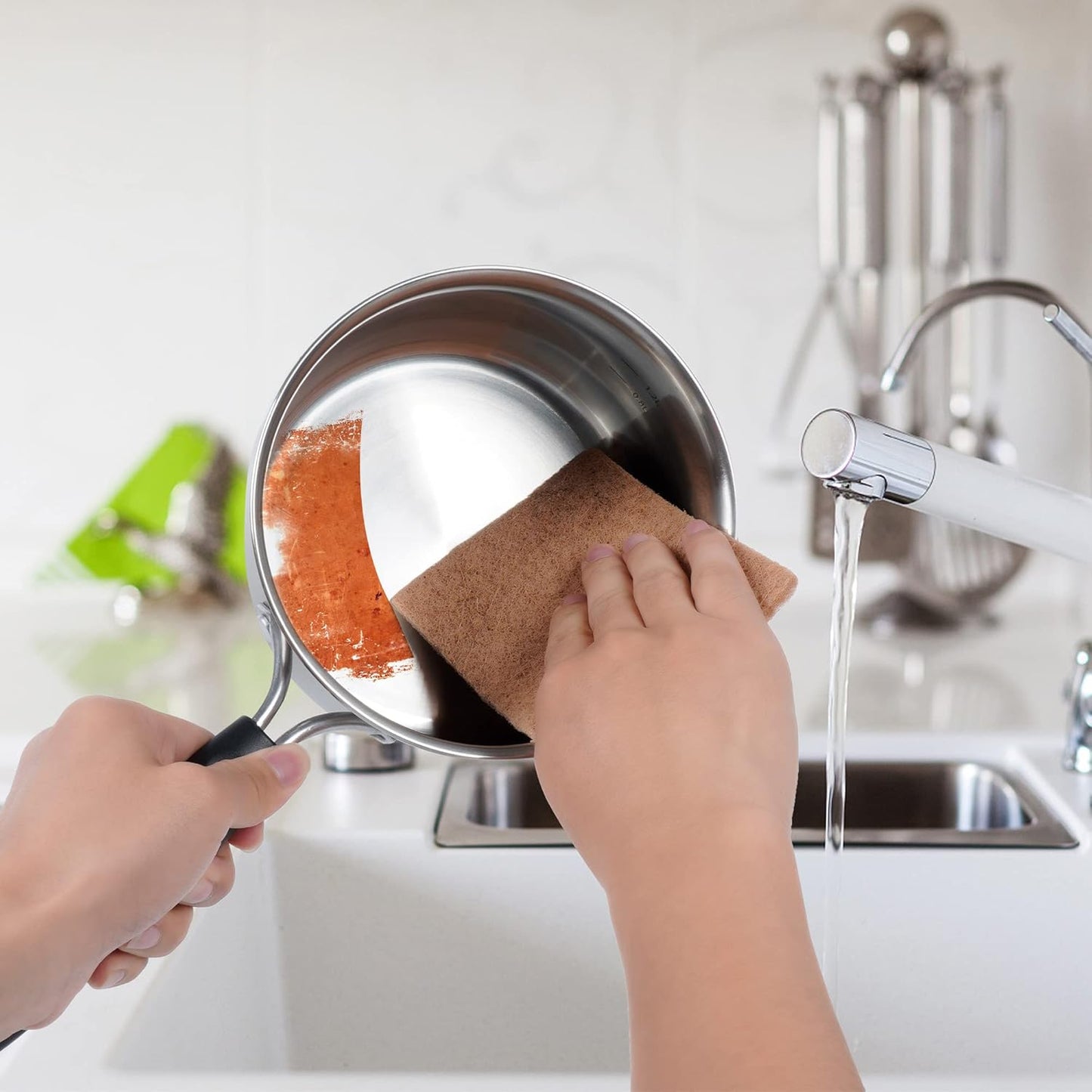 SCRUBIT 24 Natural Scouring Pads - Eco Friendly Scrubbing Pads for Kitchen Cleaning, Dishes, and Pots - Non-Scratch Kitchen Scrubbers - 100% Natural Sisal Fibers (24 Pack)