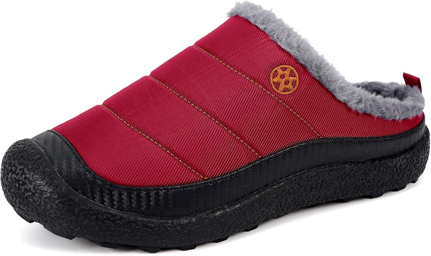 Womens Mens House Slippers Slip on Snow Winter Warm Fully Fur Lined Slippers Indoor Outdoor Shoes