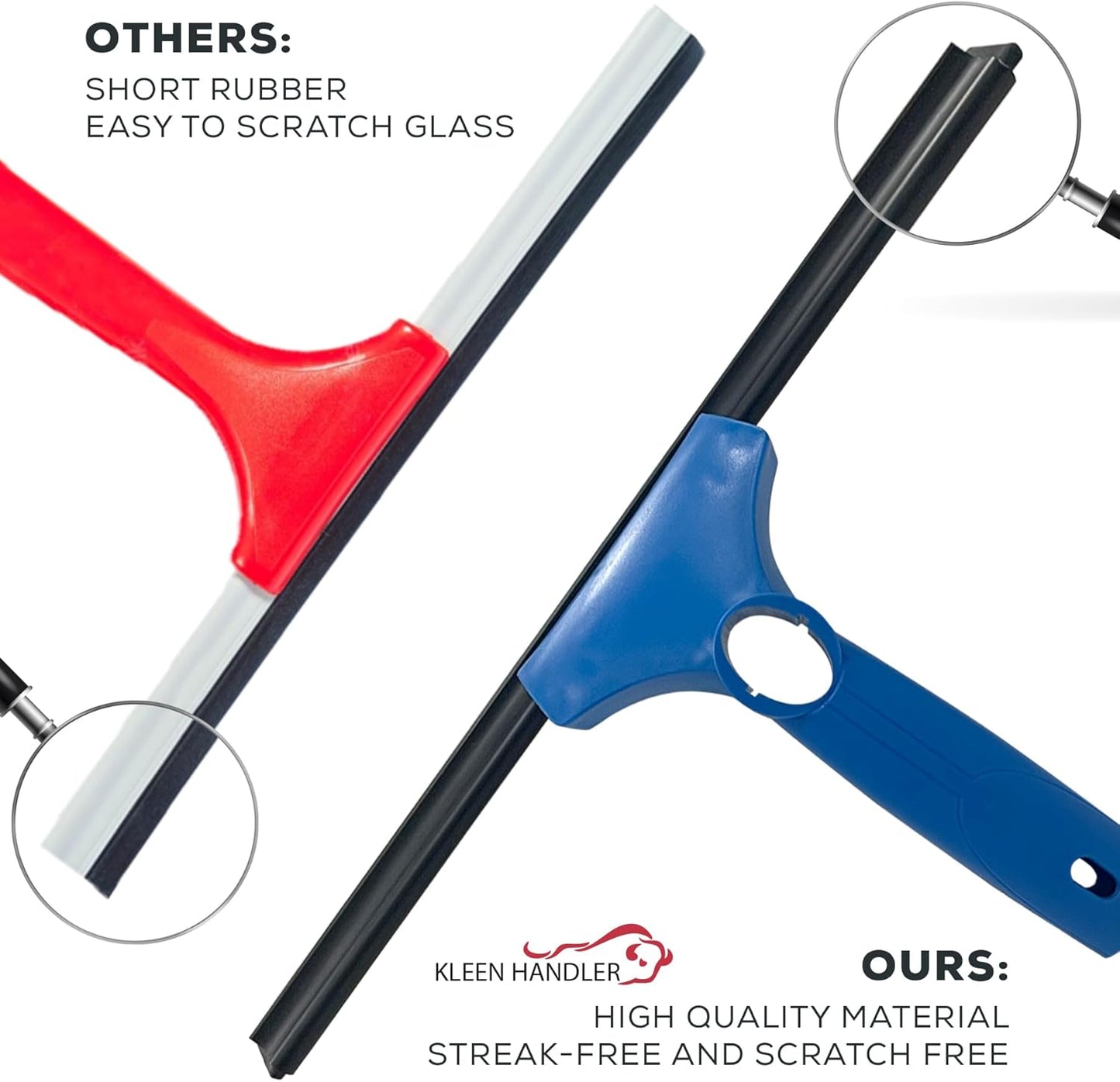 Kleen Handler Bulk Pack of 100 Professional 14” Window Washing Squeegee Blades, Replacement Blades for Squeegee Cleaning Tool, Squeegee Combo Blade Replacement (Bulk Case Pack of 100 Squeegee Blades)