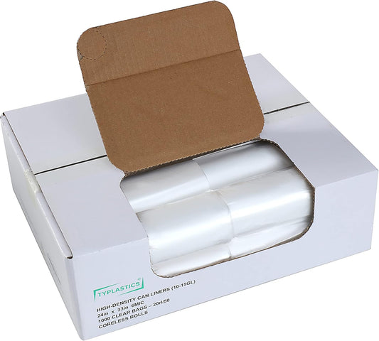 TYPLASTICS Trash Can Liners - Wholesale 1000 Count High Density Garbage Bags on Perforated Roll 10-15 Gallon 24" x 33"