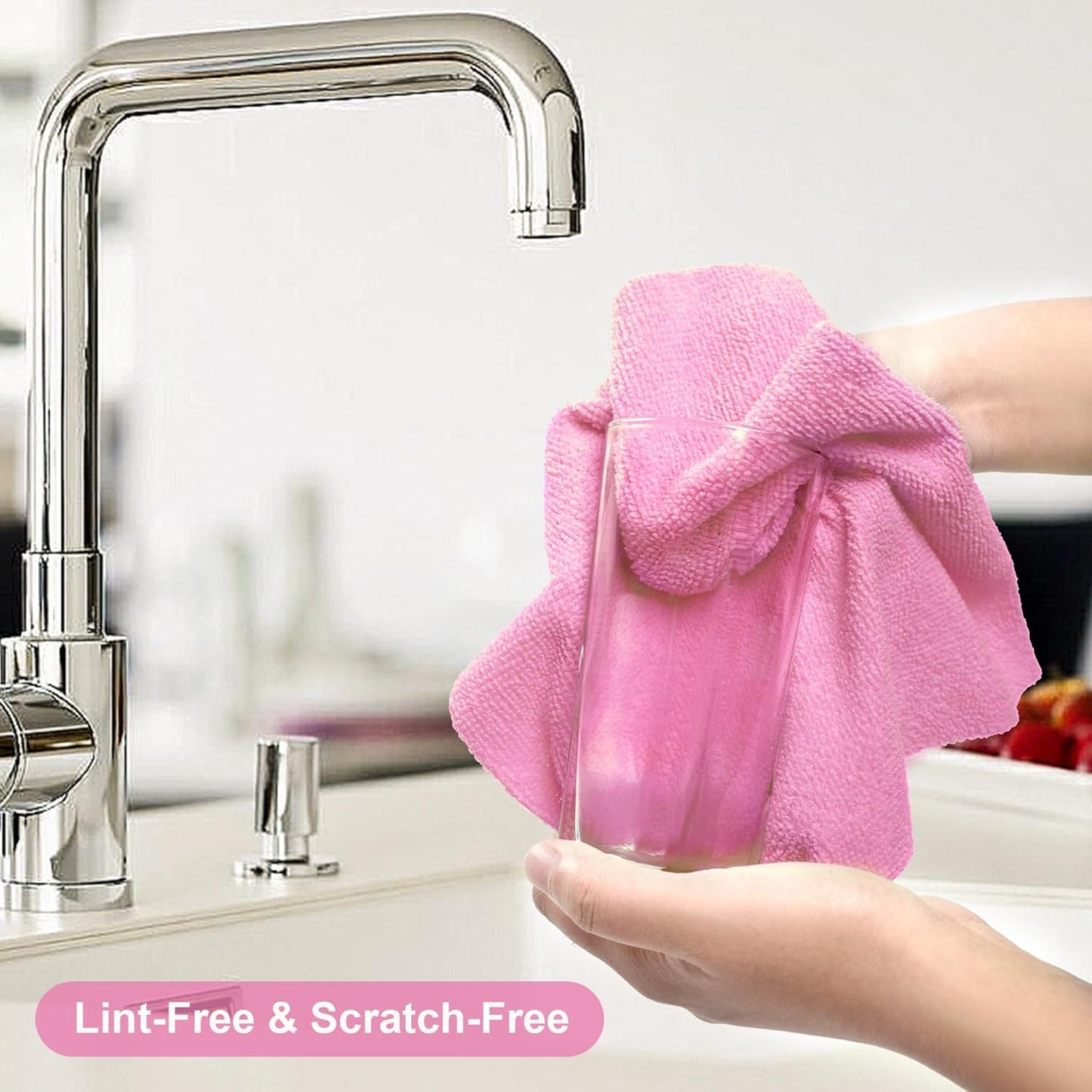 LIVOS Microfiber Cleaning Cloth Roll - 80 Pack, Reusable Paper Towels Pink Tear Away, Microfiber Towels for Cars, Super Absorbent Lint Free Cleaning Rags for House, Kitchen, Window-11.5"x11.5"