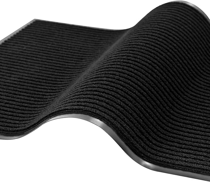 fani Heavy Duty Large Outdoor Indoor Entrance Black Doormat Waterproof Low Profile Entrance Rug Front Door Mat Patio Anti-Skid Rubber Back, 48x96 inch (Jet Black)