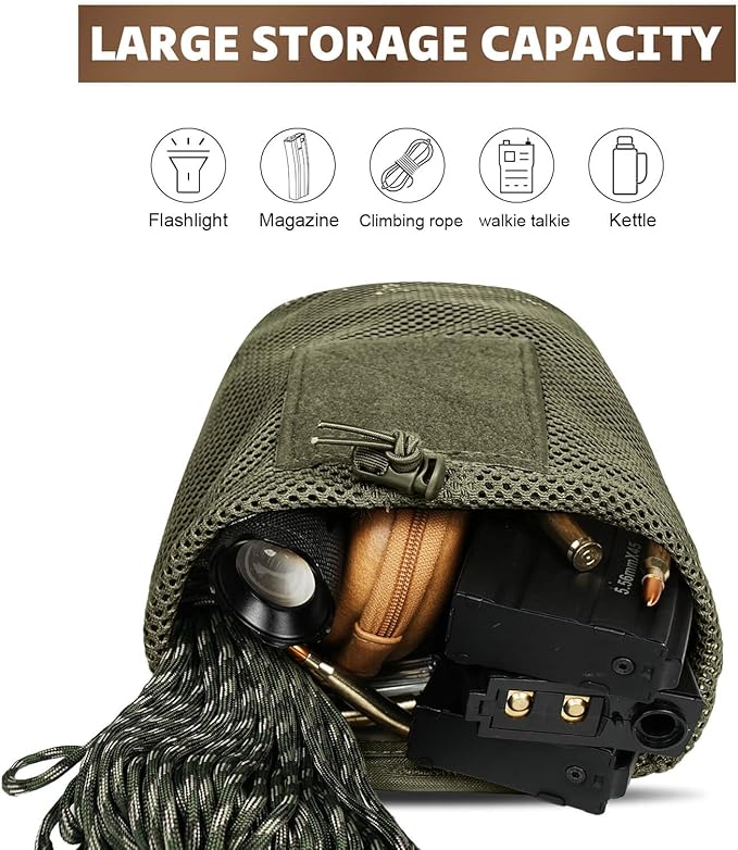 Dump Pouch Tactical Molle Mesh Pouches,Lightweight Range Compact Micro Drawstring Foraging Roll Up Foldable Recovery Ar Mag Tool Pack,EDC Drop Net Storage Belt Bag.…