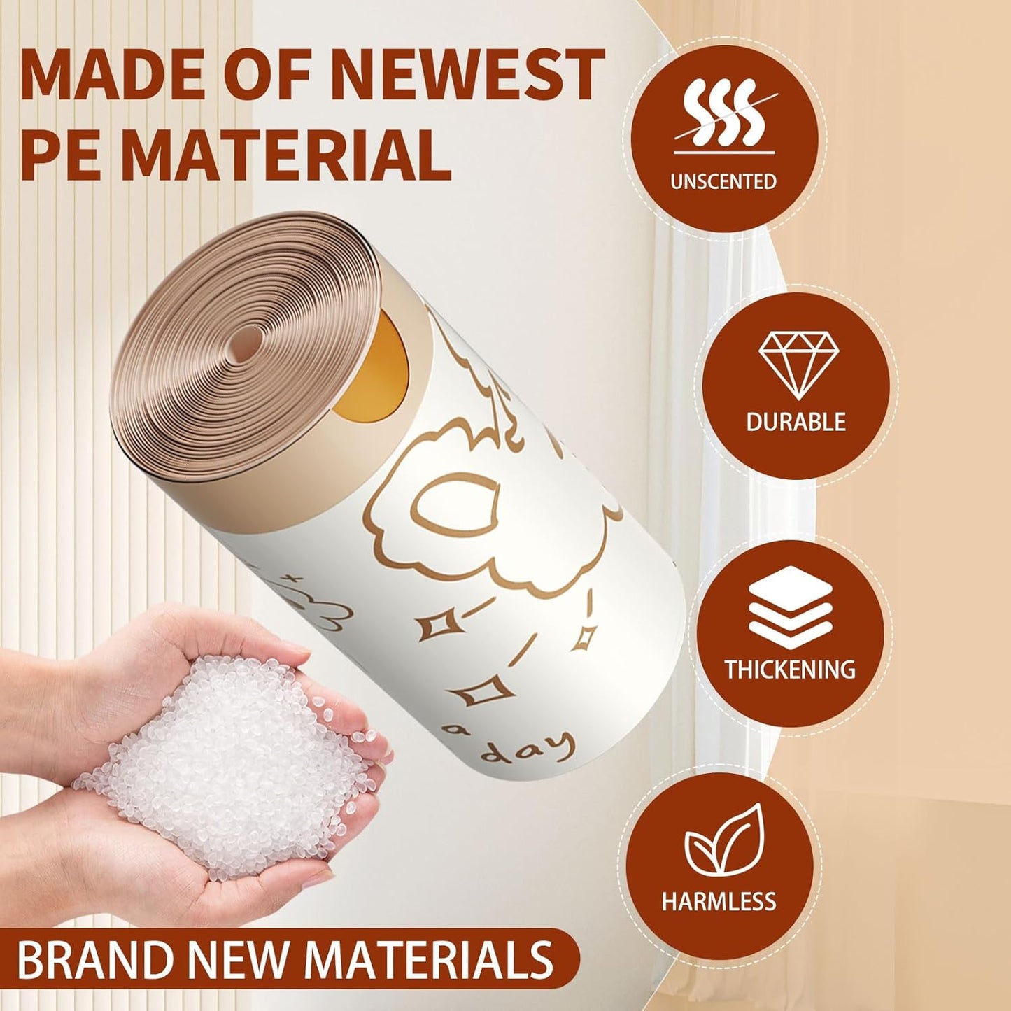 13 Gallon Trash Bags with Cute Rabbit Printed & Drawstring, Tear-Resistant Tall Kitchen Garbage Bags, Heavy-Duty Large Trash Can Liners for Home/Office, 25 Counts