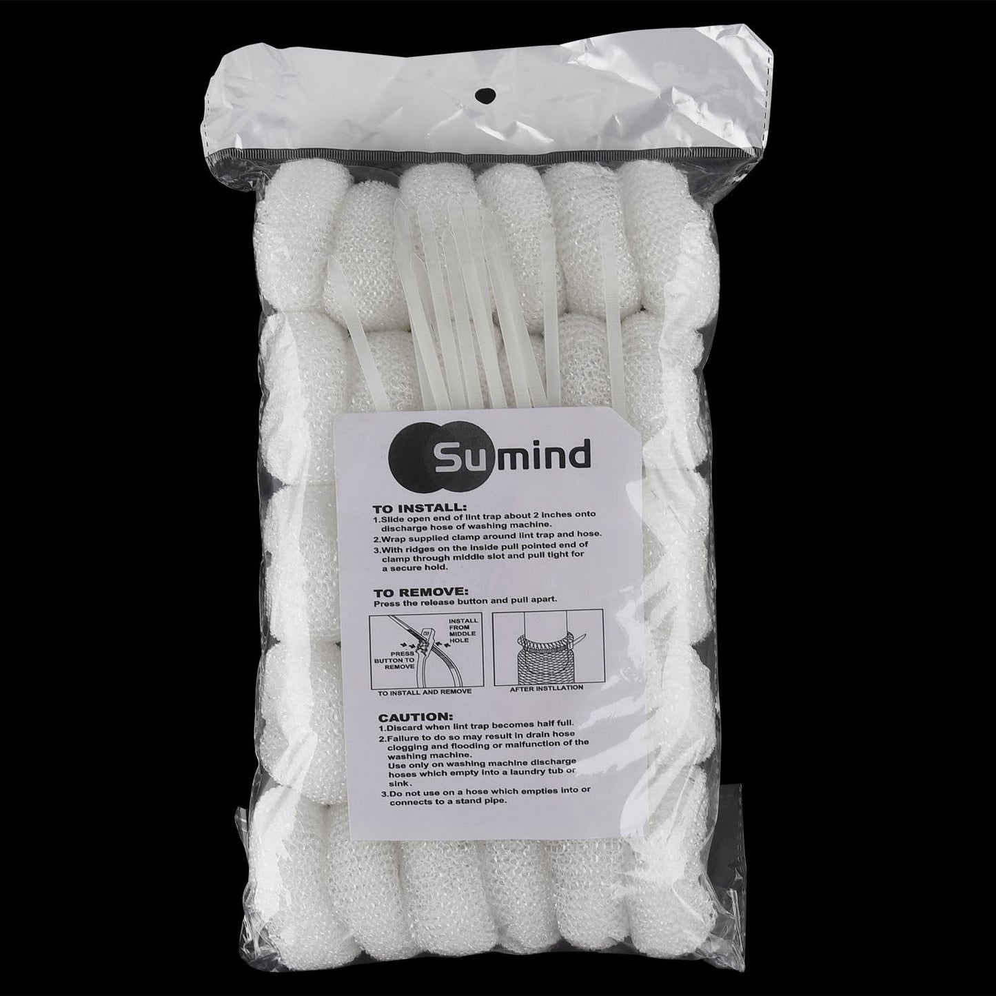 Sumind 30 Pack Nylon Lint Trap Washing Machine Lint Fabric Mesh Snare Washer Lint Catcher with 30 Pack Cable Ties