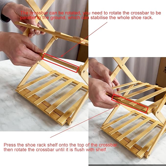 YYW Bamboo Shoe Rack for Entryway,Installation-Free and Foldable Vertical Shoe Storage Organizer,Free Standing Shoe Racks Shelf Closet Shoe Organizer for Living Room (Nature-7 Layers)