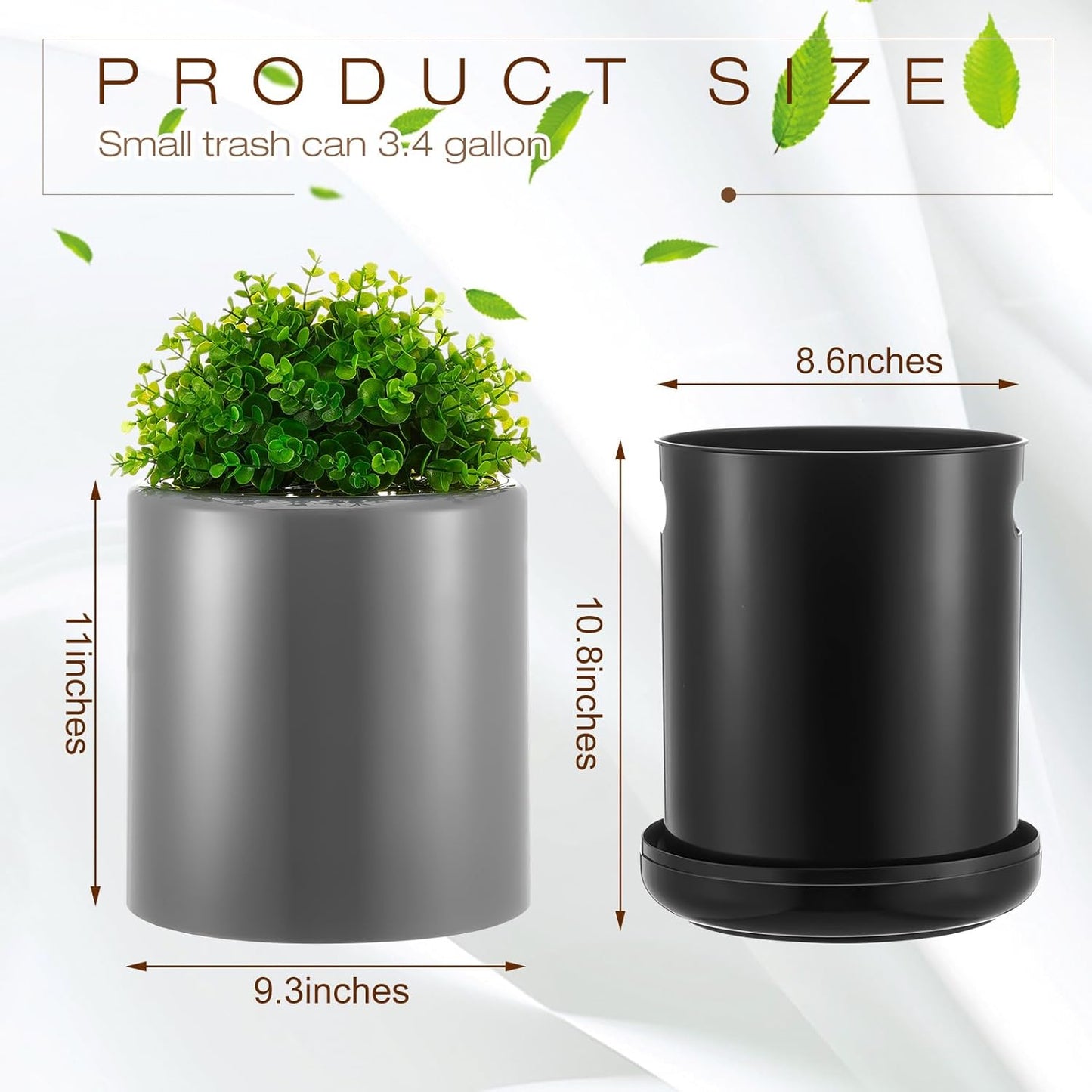 Dog Poop Trash Can Outside 13 L/ 3. 4 Gal Dog Waste Trash Can with Lid, Plant-Styled, Double-Layer Design, Outdoor Garbage Container for Front Porch Backyard Office Patio(Grey)