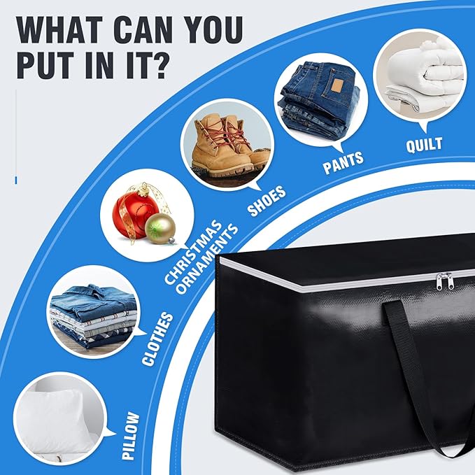 BlissTotes Moving Bags, Heavy Duty Moving Boxes with Zippers Top and Sturdy Handles, Storage Bags for Space Saving and Packing, Collapsible Moving Supplies, Storage Totes (76L, 8-Pack, Black)