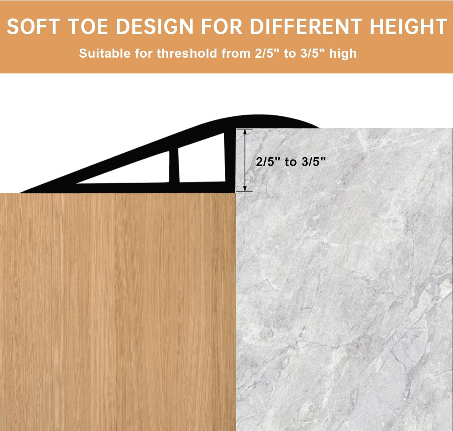 Vinyl Door Threshold Flooring Transition Strip Self Adhesive Carpet Edging Strip for Laminate Doorway Edge Threshold from 2/5" to 3/5" (Smoked Brown Wood Grain, 10 Ft)