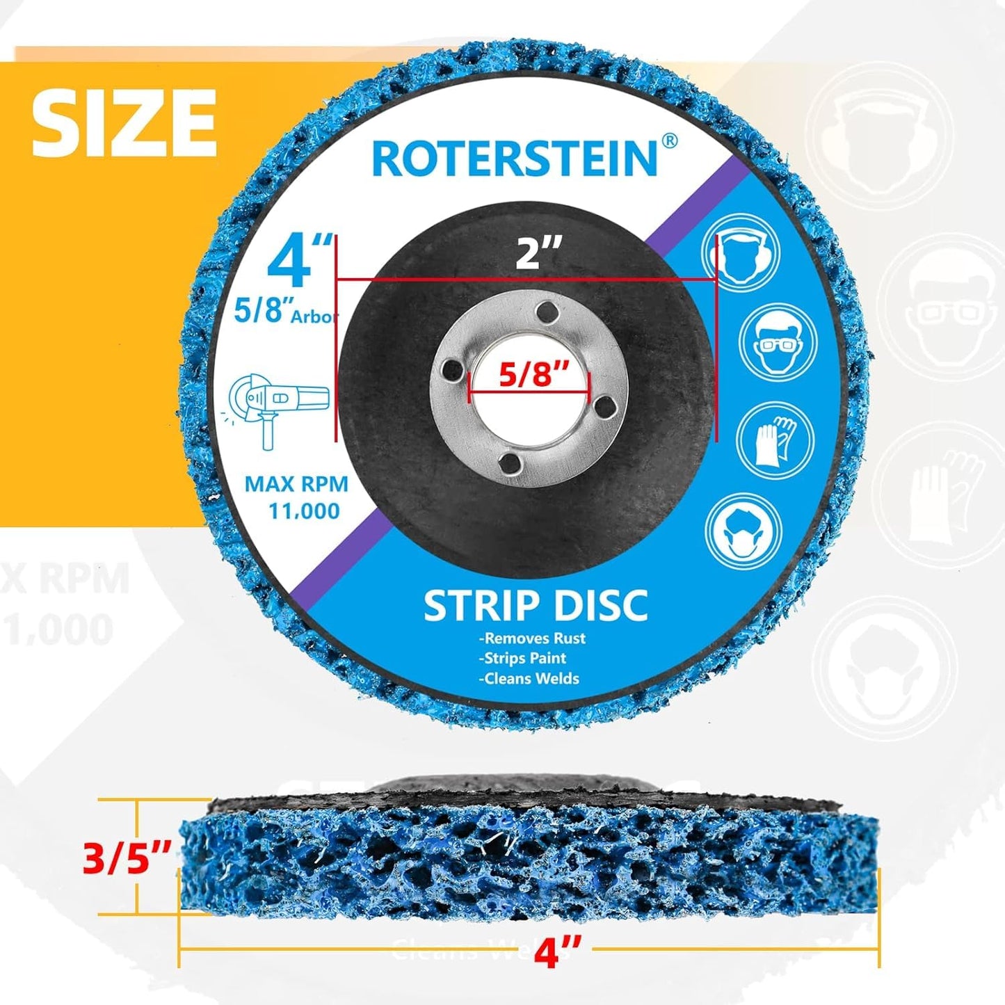 10 Pack Strip Discs Stripping Wheel 4 inch for Angle Grinder Clean and Remove Paint Coating Rust Welds Oxidation (4" x 5/8")