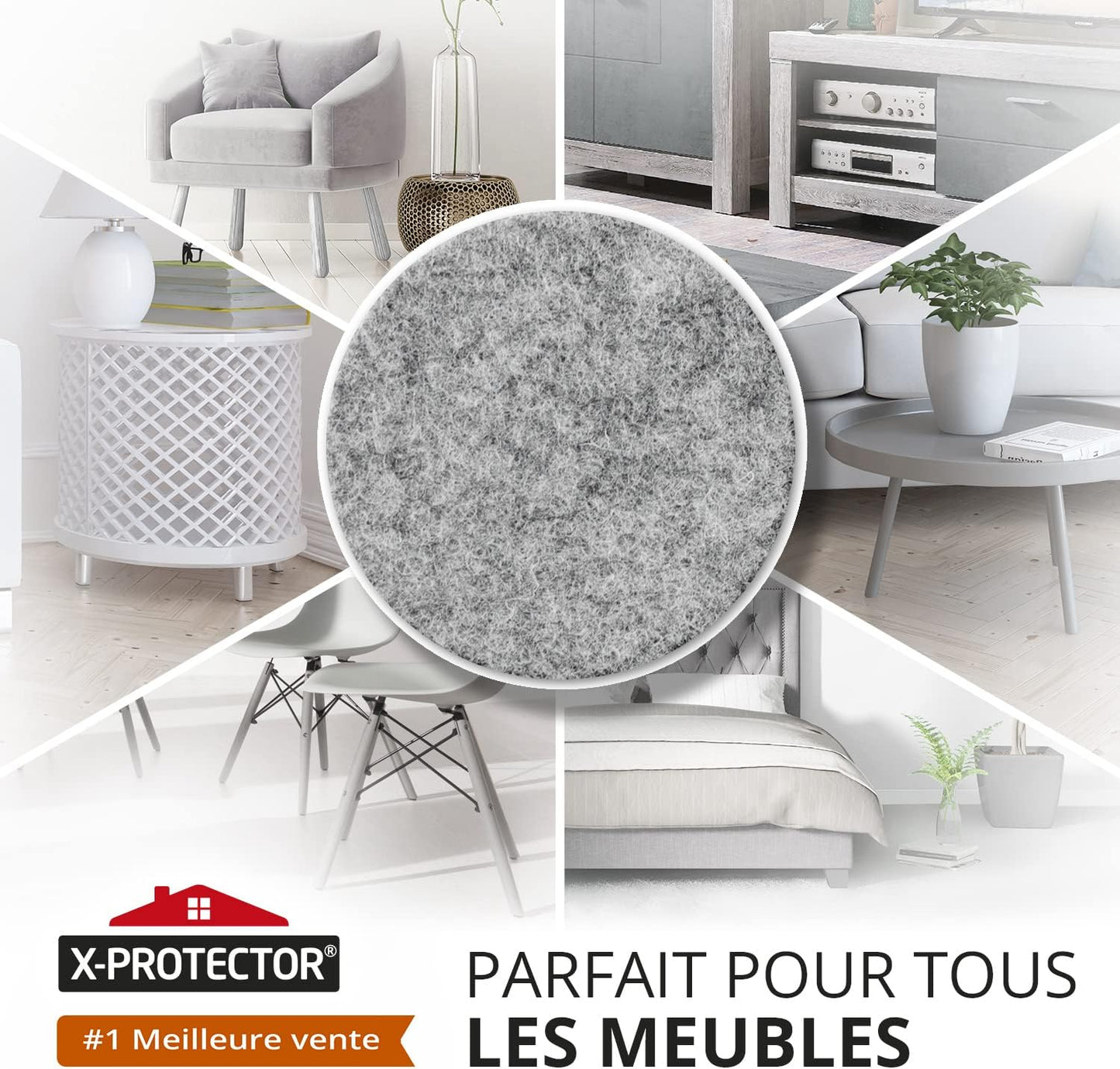 235 pcs Grey Felt Furniture Pads X-Protector! Huge Quantity of Furniture Pads for Hardwood Floors with Many Big Sizes – Your Ideal Wood Floor Protectors for Furniture. Protect Any Type of Hard Floor!