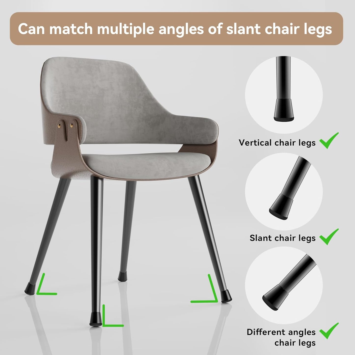 24PCS Upgraded Silicone Chair Leg Floor Protectors for Hardwood Floors, Furniture Sliders for Chair Legs, 360°Felt Pad Bottom Wrapped Thickening Furniture Pads Cap Covers to Scratch and Reduce Noise