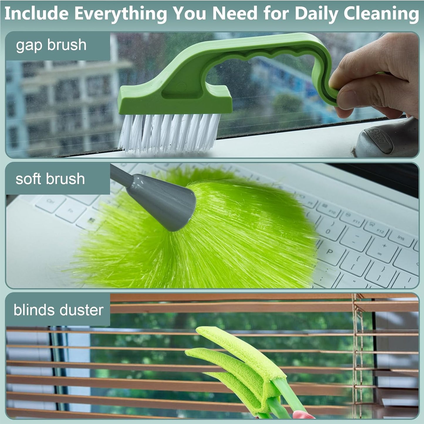 15 Foot Dusters for Cleaning, Duster with Extension Pole 7-15ft, Microfiber Feather Duster Used for Cleaning Ceiling Fan, High Window, Blinds, Shutters, Sofa, Cobweb Duster for Home (14 PCS)