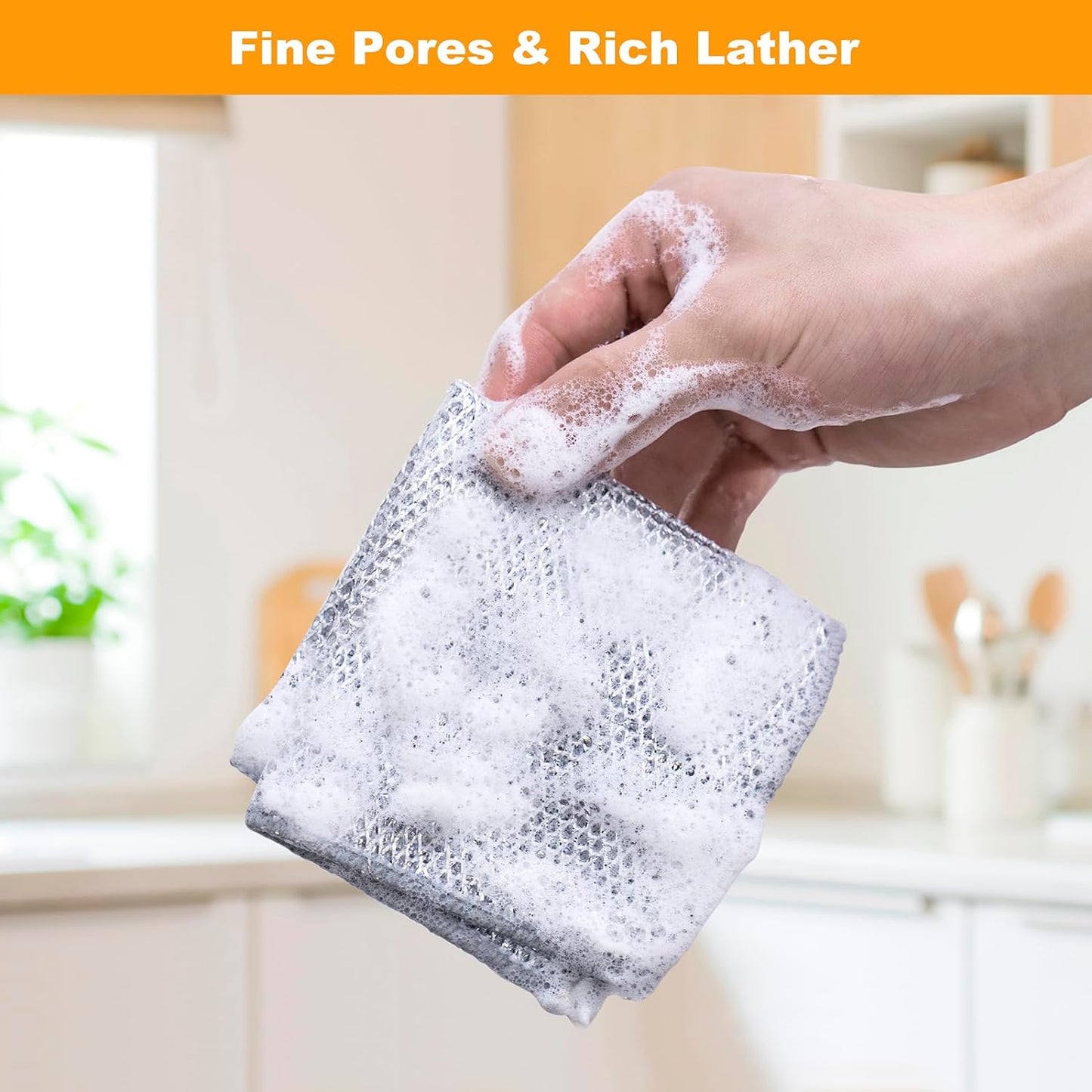 Non Scratch Wire Dishcloth, Multipurpose Wire Dishwashing Rag for Wet and Dry, Multifunctional Dish Rags for Washing Dishes Kitchen Cleaning