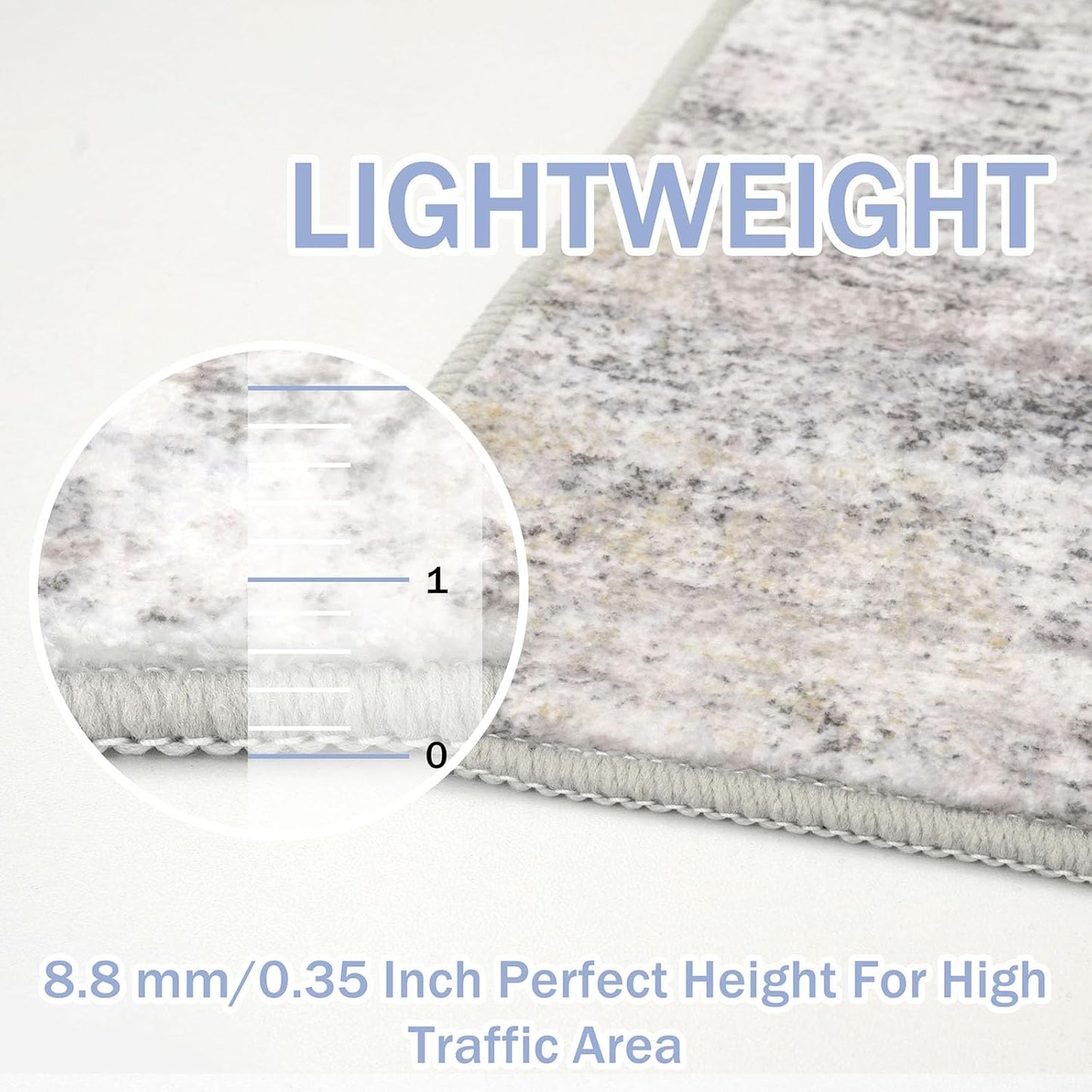 IOHOUZE Abstract Runner Rug 2x8 Ft Washable Runners for Hallways, Non Slip Kitchen Runner Printed Faux Wool Entryway Runner Indoor, Modern Abstract Floor Carpet for Hall Kitchen Bedroom, Grey Beige