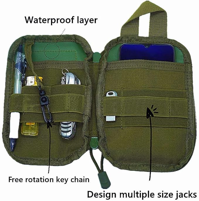 edc pouch multifunctional tactical bag molle bag accessory bag mobile phone bag, tactical belt pouch, men's belt bag, outdoor sports travel hiking waterproof bag with American flag embroidery patch