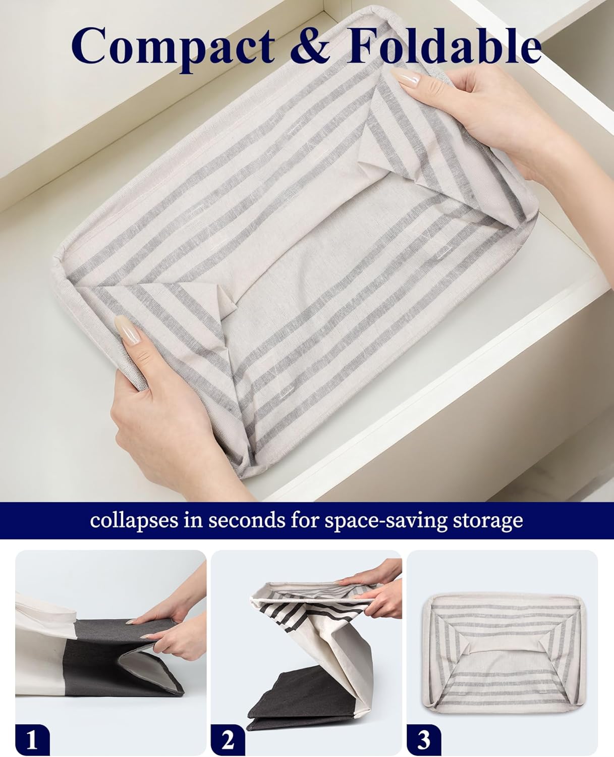 Kitsure Laundry Hamper - 2-Pack Collapsible Laundry Baskets with Well-Stitched Handles, Free-Standing Clothes Hamper with Rigid Top Edge for Household, Dorm Use, 2 x 75L, Black