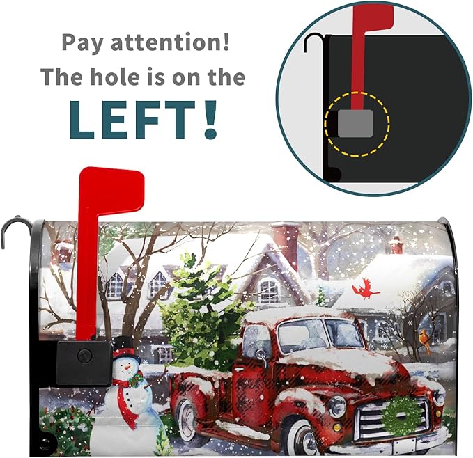 Red Buffalo Plaid Winter Snowman Mailbox Covers - Xmas Decorations, Magnetic, Waterproof, Standard Size 25.5x21 inch for Garden Yard Home Decor