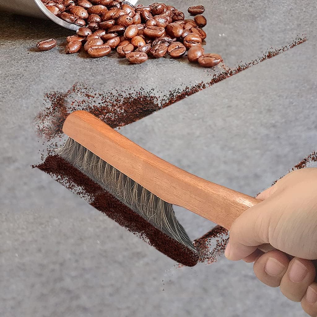 Counter Brush for Drafting, Patio, Bed, Fireplace, Woodworking, Outdoor Furniture Cleaning, Horsehair Shop Bench Brush, Wood Hand Broom Brush, 2 Microfiber Cleaning Cloth Included