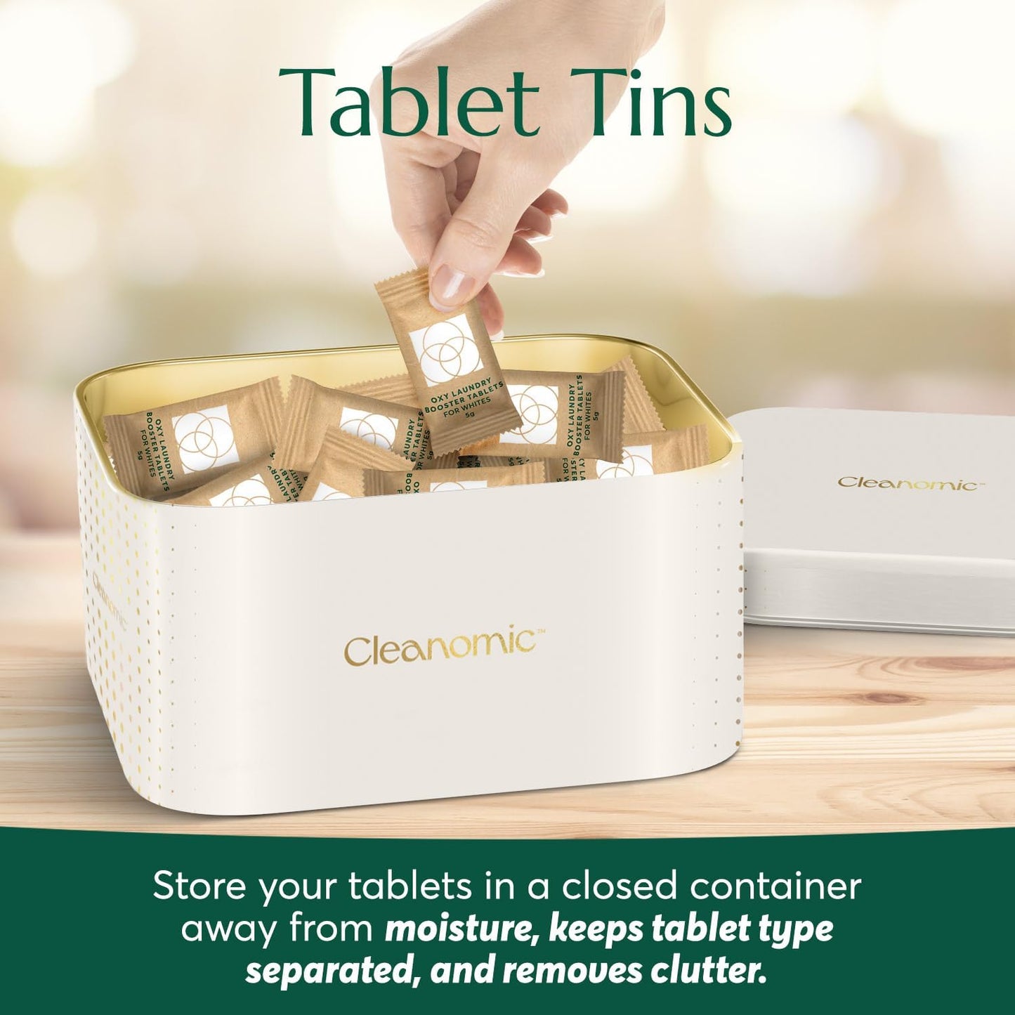 Cleanomic Oxy Booster Tablets (Whites) and Tablet Tin Bundle