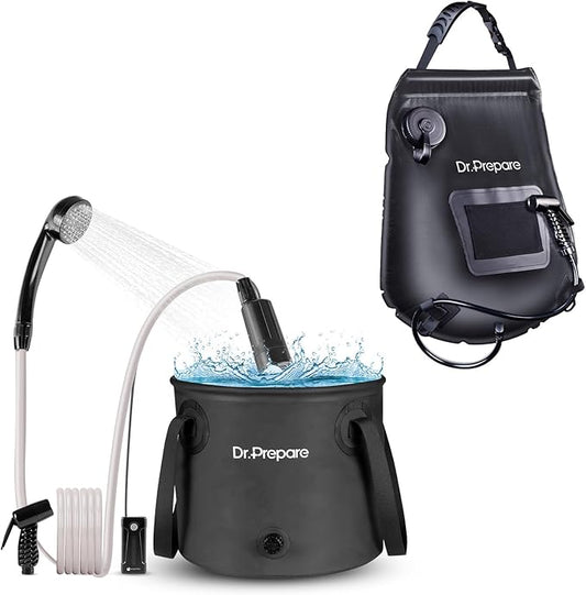 DR.PREPARE 4.5 Gal Camping Shower and 4 Gal Camp Shower Bag Bundle