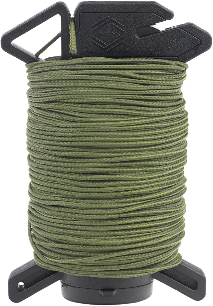 Atwood Rope Ready Rope™ Micro Cord Dispenser 125ft 100lb Test, Camping Gear Survival Tool, Built in Storage, Cutting Blade, Cord Grip, Gear Loop, Made in USA