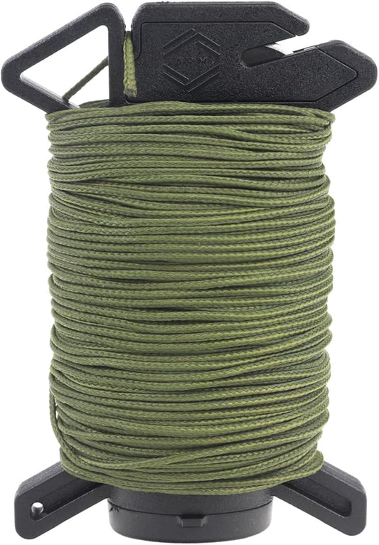 Atwood Rope Ready Rope™ Micro Cord Dispenser 125ft 100lb Test, Camping Gear Survival Tool, Built in Storage, Cutting Blade, Cord Grip, Gear Loop, Made in USA