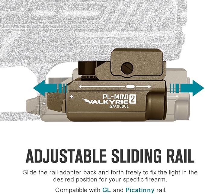 OLIGHT PL-Mini 2 Valkyrie 600 Lumens Magnetic USB Rechargeable Compact Hunting Gear with Adjustable Rail, High Performance CW LED Flashlight with Built-in Battery